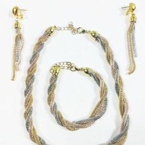 Elegant Tri-Color Necklace Set